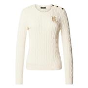 Ralph Lauren Rundhalsstickat White, Dam