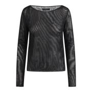 Chiara Boni Mesh Illusion Topp med Dragkedja Black, Dam