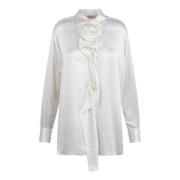 Ermanno Scervino Prickig blus med blomapplikation White, Dam