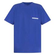 Balenciaga Broderad Logotyp Blå T-shirt Blue, Herr