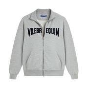 Vilebrequin Bomulls sweatshirtjacka med logobroderi för män Gray, Herr