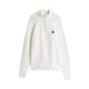 Tommy Jeans Räfflad ullblandning 1/4 dragkedja tröja White, Herr