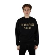 Fear Of God Svart Fleece Crewneck, Modern Stil Black, Herr