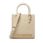 Love Moschino Guld Logo Beige Axelväska Beige, Dam