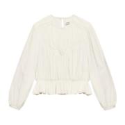 Isabel Marant Samlad Crêpe de Chine Blus Topp Beige, Herr