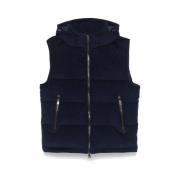 Brioni Navy Blue Hooded Gilet Med Dragkedja Blue, Herr