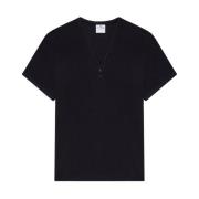 Courrèges Svart Ribbad T-shirt med Dragkedja Black, Herr