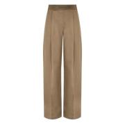 Stine Goya Beige Satin Wide Leg Trousers Beige, Dam