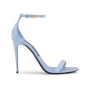 Dolce & Gabbana Blå Läder Stiletto Sandaler Blue, Dam