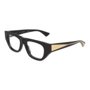 Bottega Veneta Oregelbundna acetatglasögonmodell Black, Unisex