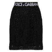 Dolce & Gabbana Svart Spets Mini Kjol Black, Dam