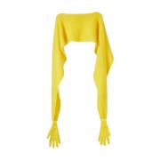 Moschino Gul Mohair Stola med Funktionella Handskar Yellow, Dam