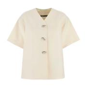 Jil Sander Elegant Ivory Cotton Jacket Beige, Dam