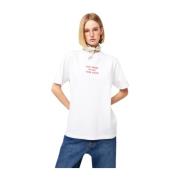 Giada Benincasa Elegant Vit Broderad T-shirt White, Dam