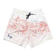 MC2 Saint Barth Retro Badshorts Old Town Stil White, Herr