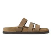 Tory Burch River Rock Sport Slide Sandaler Beige, Dam