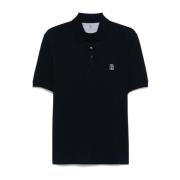 Brunello Cucinelli Midnight Blue Polo Skjortor Kollektion Blue, Herr