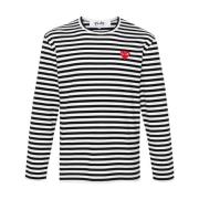 Comme des Garçons Randig T-shirt med Hjärtapplikation Multicolor, Herr