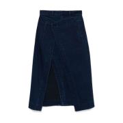 Tibi Indigo Denim Omlottkjol med Paneler Blue, Dam