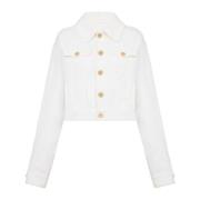 Balmain Kort knäppt jacka White, Dam