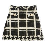 Valentino Garavani Svart Houndstooth Kjol med VLogo Detalj Black, Dam