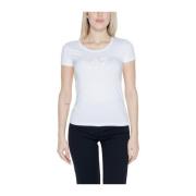 Emporio Armani EA7 Kräm Bomull Kortärmad T-shirt White, Dam