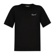 Dsquared2 T-shirt med skimrande kristaller Black, Dam