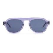 Thom Browne Satin Crystal Grey Oval Solglasögon Gray, Herr