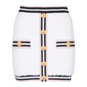 Balmain Monogramstickad kjol White, Dam