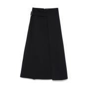 Studio Nicholson Navy Blue Twill Wrap Skirt Blue, Dam