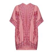 Etro Rosa Kimono Ärm Jacka Medallion Print Pink, Dam