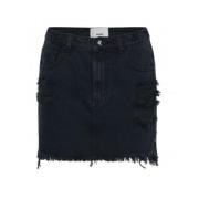 One Teaspoon Denim Mini Kjol Fox Black Black, Dam