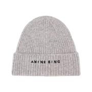 Anine Bing Grå Ull Beanie med Alpacka Gray, Dam