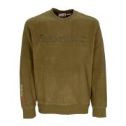 Timberland Linear Logo Crewneck Sweatshirt Dark Olive Green, Herr