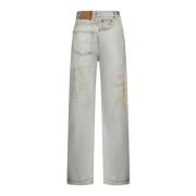 MM6 Maison Margiela Blå Wide Leg Jeans med Distressed Detaljer Blue, D...