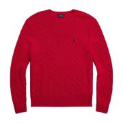 Polo Ralph Lauren Kabelstickad Ull-Kashmir Tröja Red, Herr