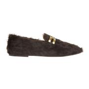 Aquazzura Brun Päls Loafer Moccasins Brown, Dam