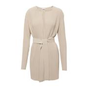 Max Mara Beige Jersey Plisse Jacka Beige, Dam