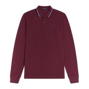 Fred Perry Långärmad polo med dubbel rand Purple, Herr