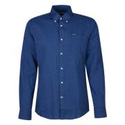 Barbour Nelson Tailored Fit Bomull Linne Skjorta Blue, Herr