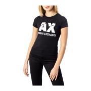 Armani Exchange Kortärmad T-shirt i bomullsblandning Black, Dam