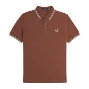 Fred Perry Klassisk Pikétröja med Dubbel Rand Brown, Herr