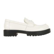 Tory Burch Vita Läderloafers Elegant Stil White, Dam