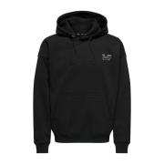 ONLY & SONS Casual Hoodie Sweatshirt Black, Herr