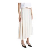 Peserico Asymmetrisk viskos satin midi kjol Beige, Dam