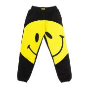 Market Smiley Svart/Gul Sweatpants Elastisk Midja Multicolor, Herr