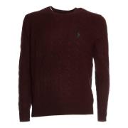 Polo Ralph Lauren Burgundy Stickat för Moderna Män Red, Herr