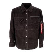 Alpha Industries Vintage Grå Sammet Overshirt med Fickor Black, Herr