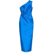 Solace London Blå One-Shoulder Maxi Klänning Blue, Dam