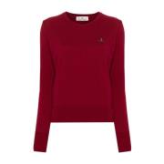 Vivienne Westwood Bordeaux Ribbstickad Tröja Red, Dam